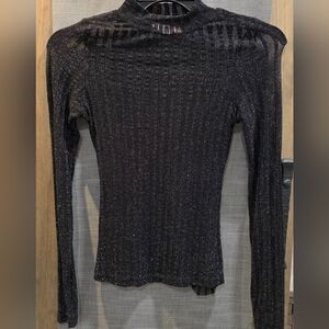 Shimmering Black Women's Ribbed Blouse